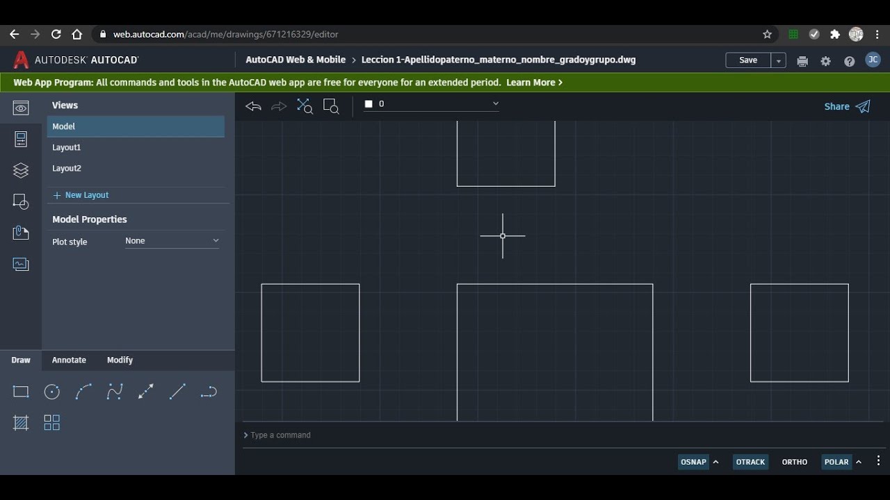 Lección 1 - AutoCAD online