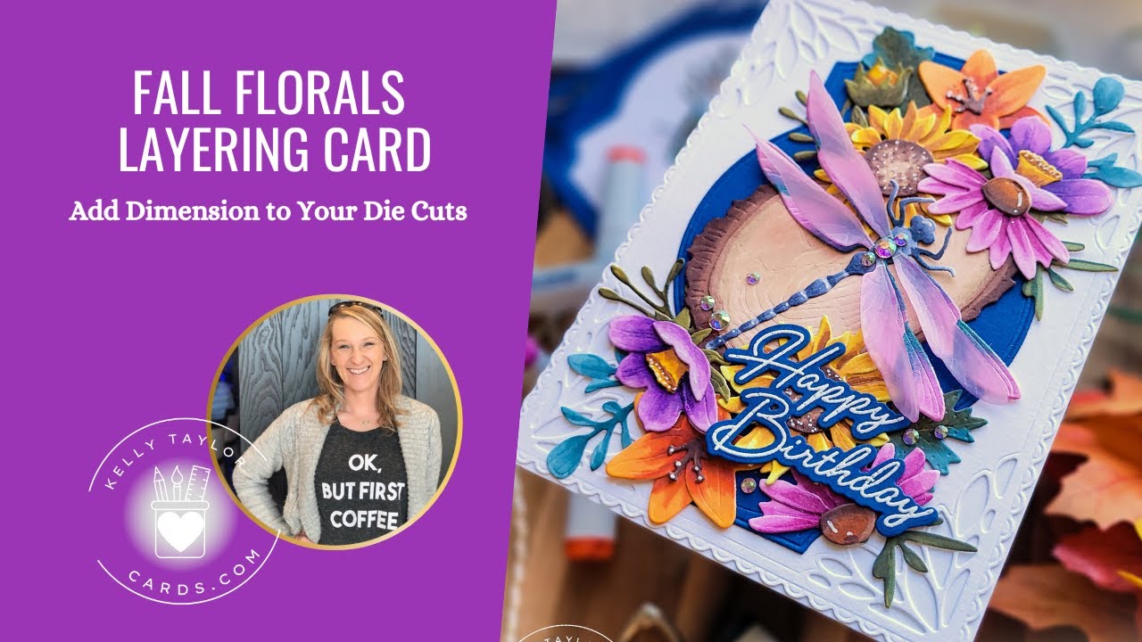 Floral Fall Die Cut Card | Layered Autumn Cardmaking Tutorial: Lake House