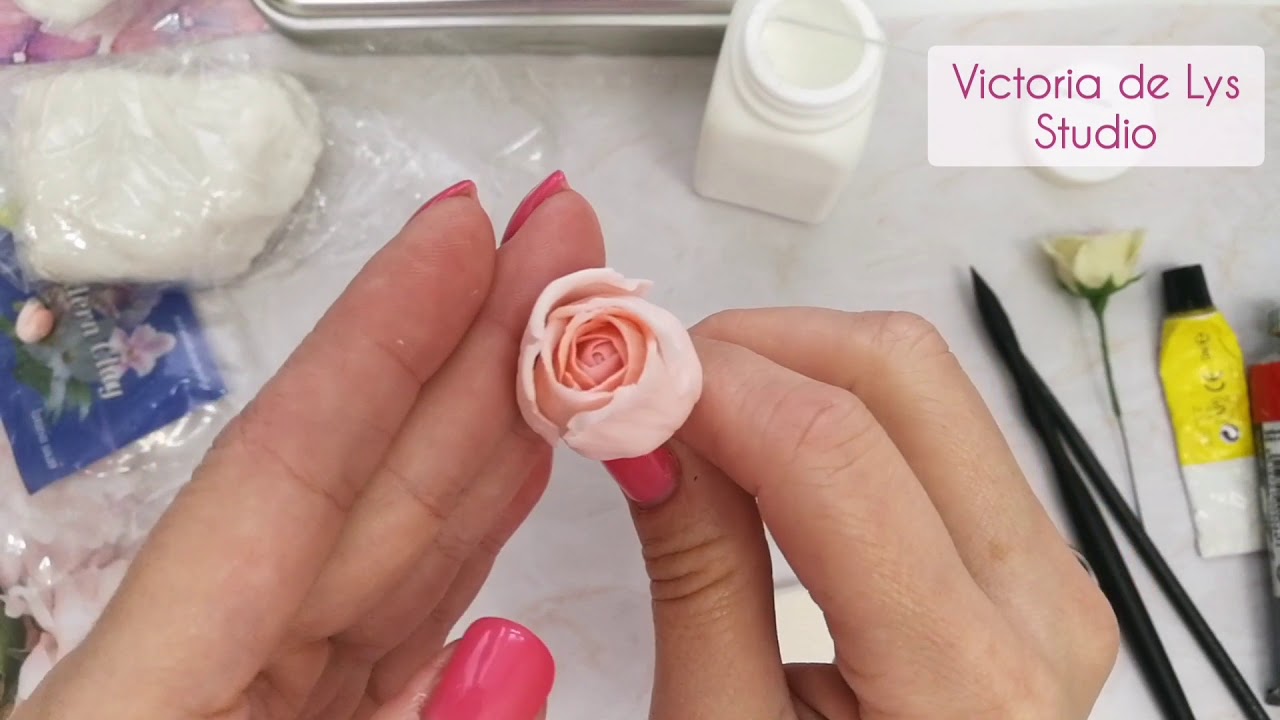 DIY. Rose from air-dry polymer clay.