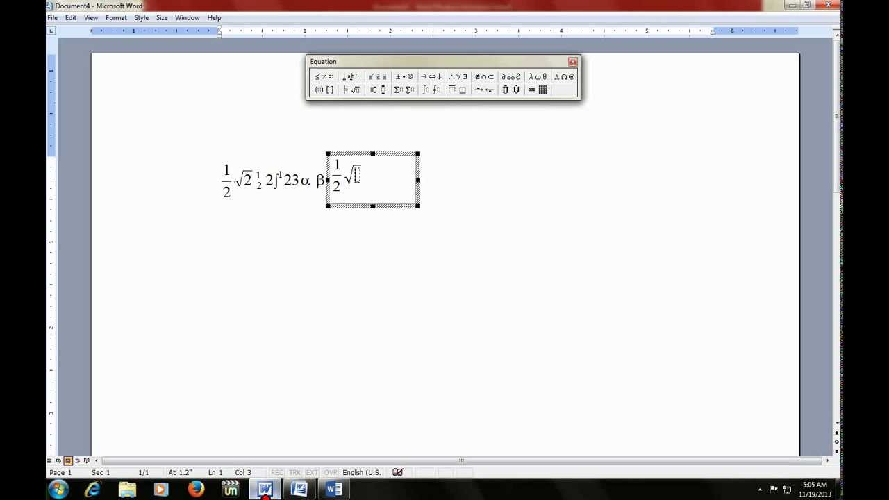 Equation shortcut keys for Microsoft word 2003,2007,2010, & 2013