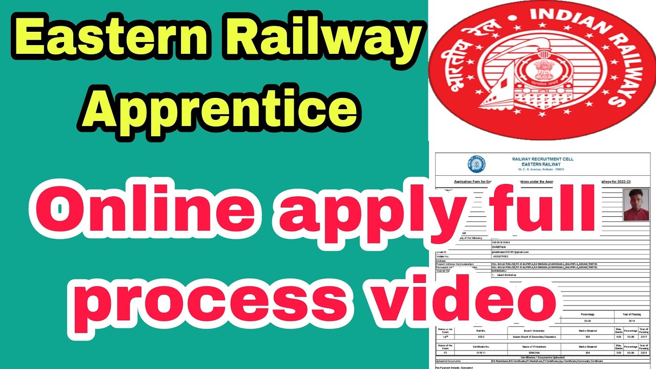 RRC Eastern Railway Apprentice Online Form apply process step by step 2022 video// How to apply