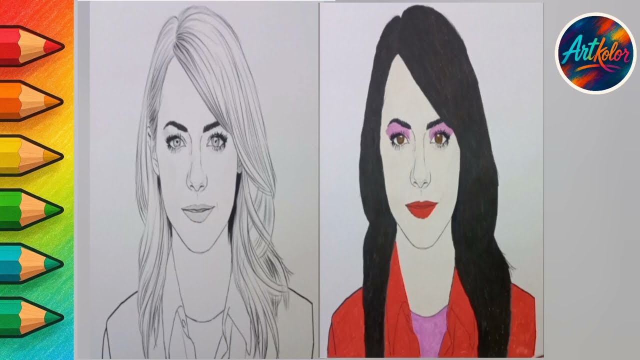 Beautiful Woman Portrait Coloring Relaxing Art Video