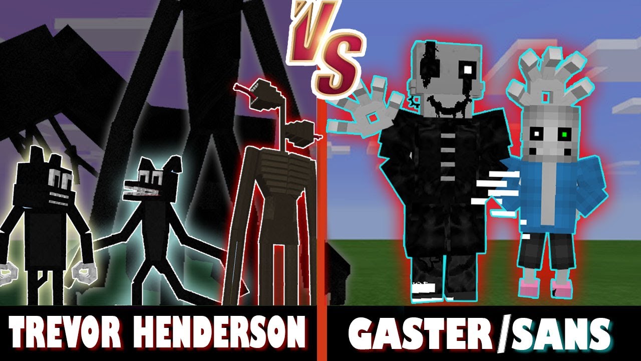 Trevor Henderson Creatures vs. Gaster and Sans | Minecraft (FATHER & SON BATTLE!)