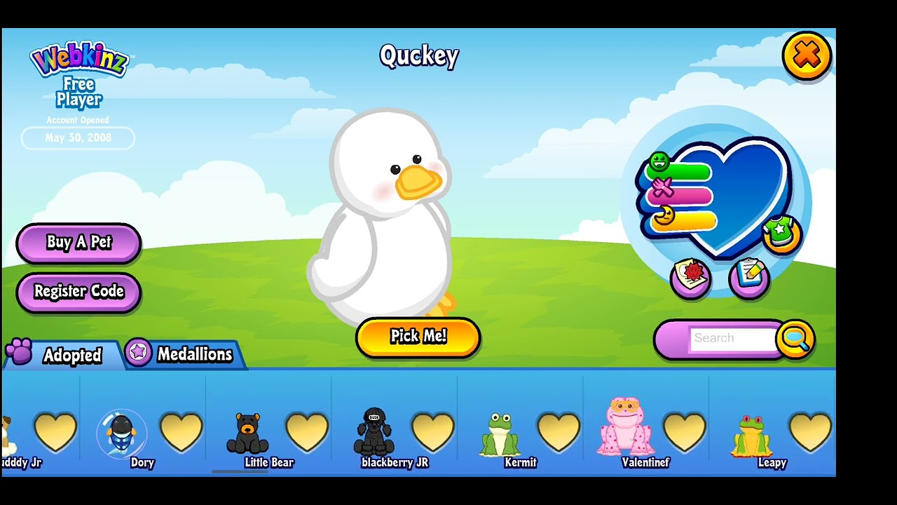 playing webkinz Classic logging into my original account
