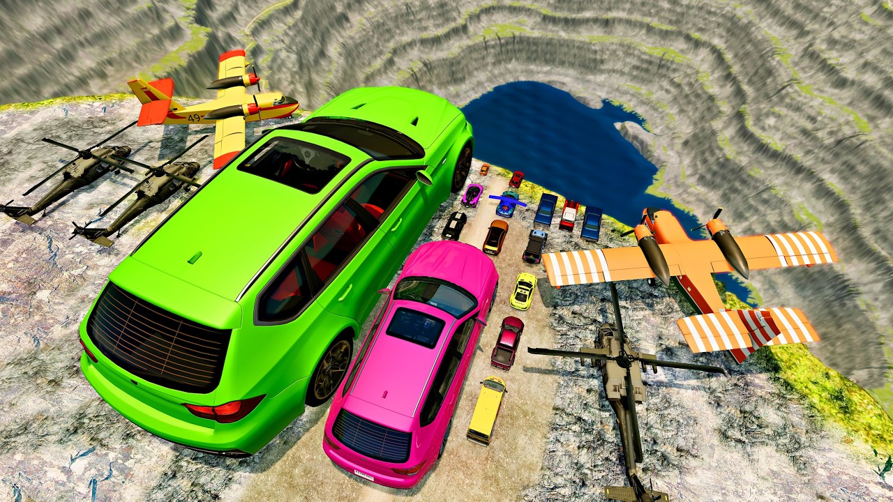 Big & Small Cars vs Leap OF DEATH #1 - XZone BeamNG