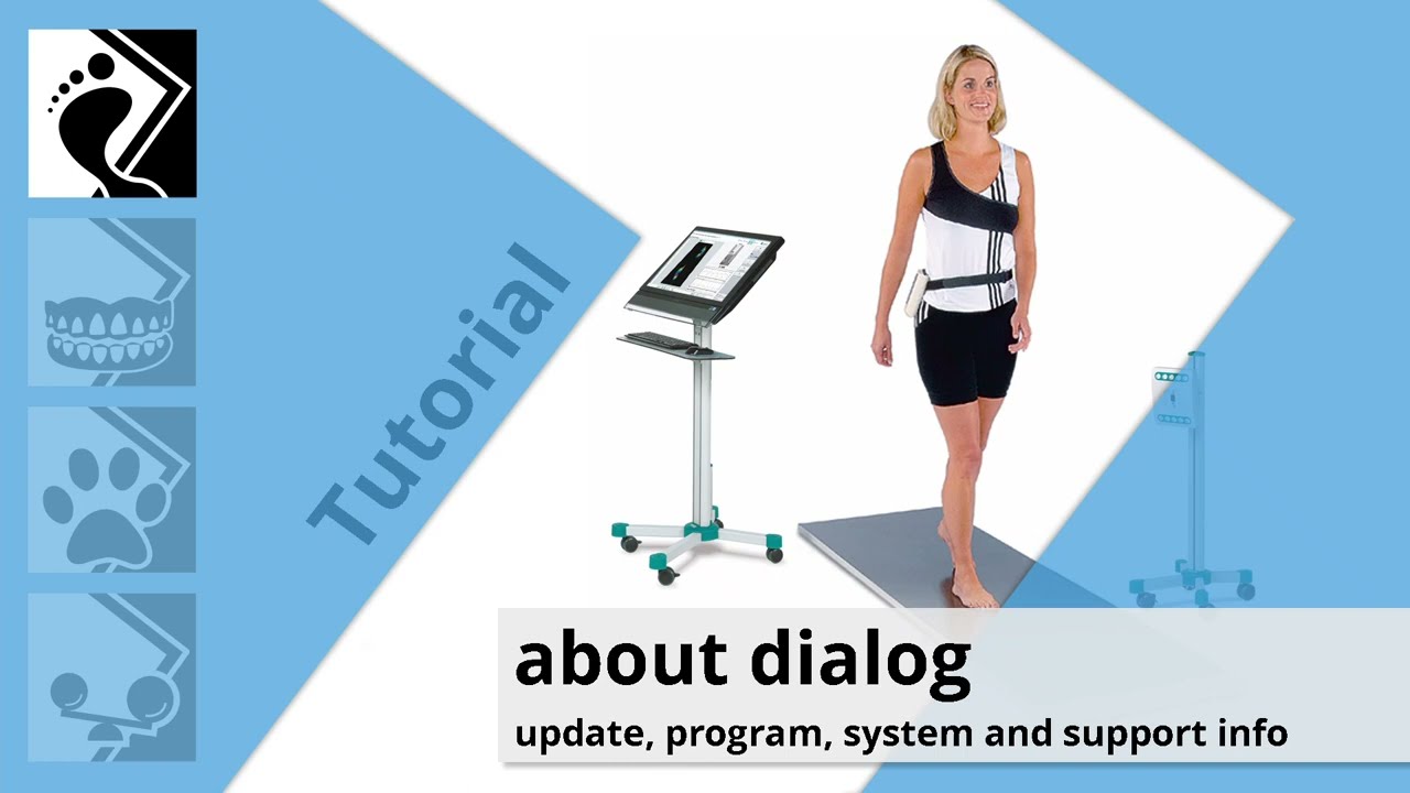 zebris FDM Software - About Dialog - update, program, system and technical support informations