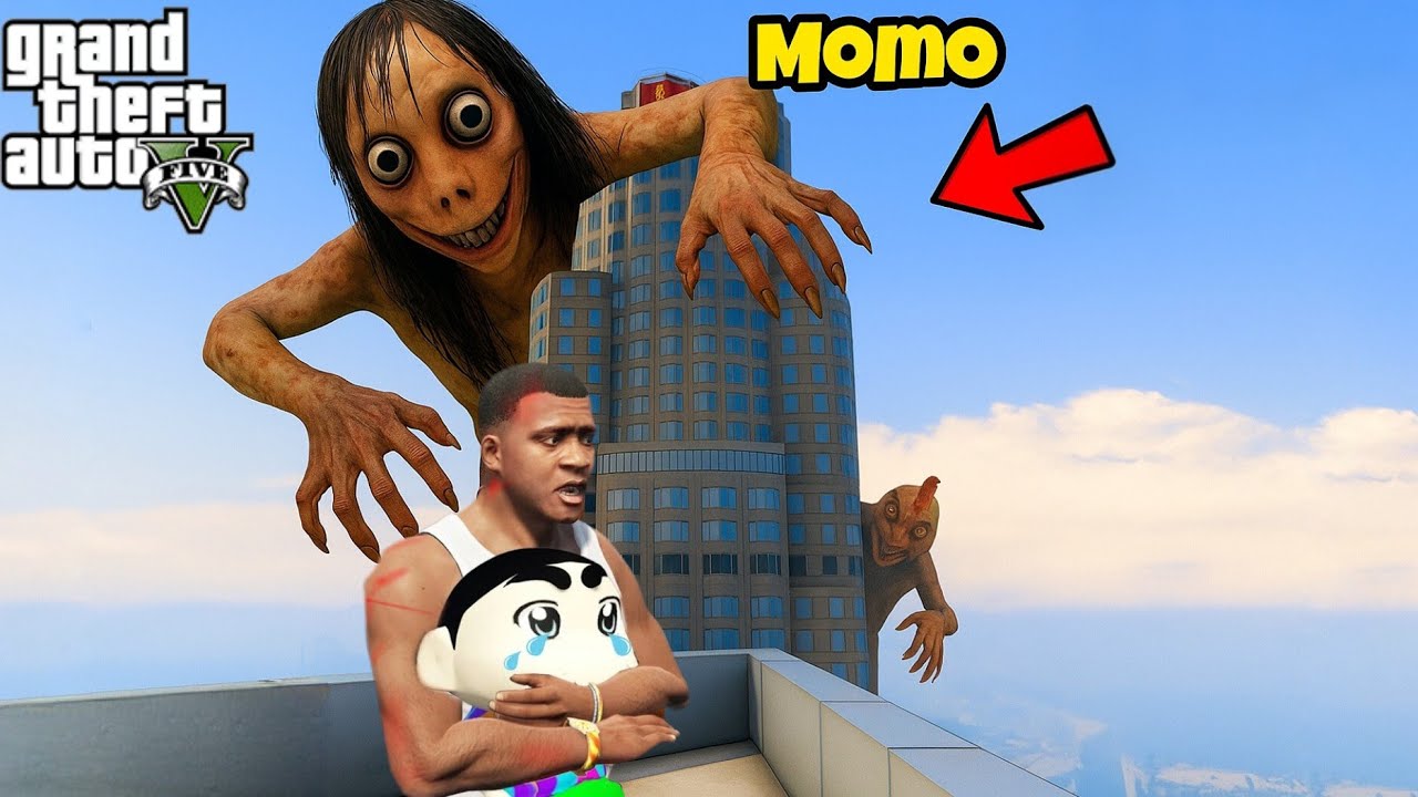 GTA 5 : MOMO GHOST ATTACKED SHINCHAN FRANKLIN
