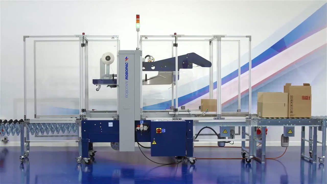 Robopac Robotape 50 CFA Automatic Self Sealing Case Taper with Automatic Top Flaps Folding Device