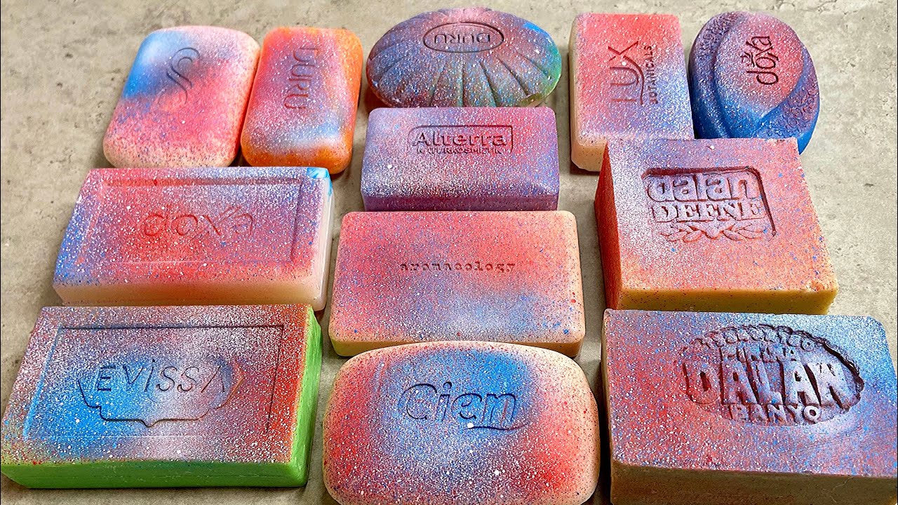 Painted dry soap * Soap cutting *Резка крашенного мыла АСМР 💗