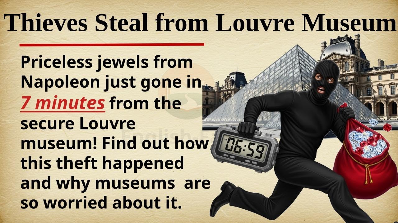 Thieves Steal From Louvre Museum in 7 Minutes 🇫🇷💰 Learn English Through Story Level 2 | Graded Read