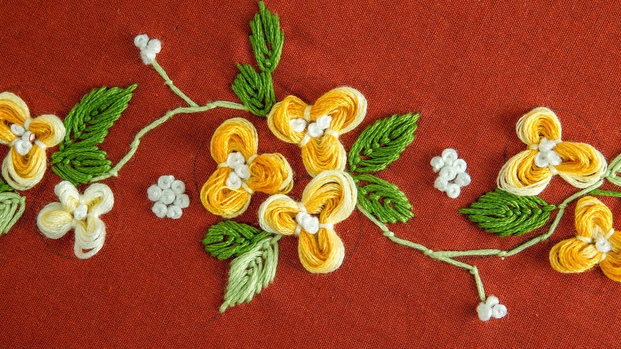 ручная строчка: Легкий цветок DIY