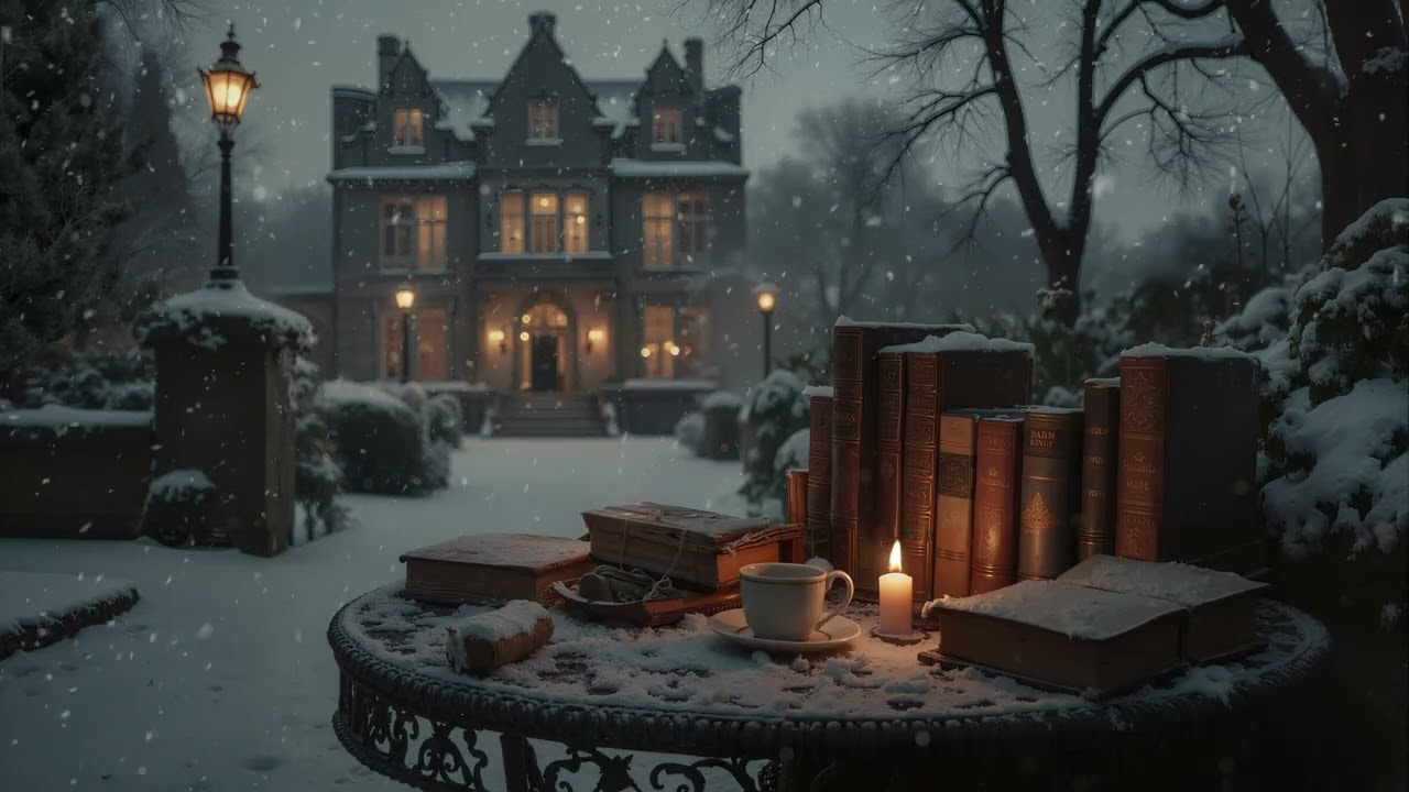 Quiet Winter Manor Library ❄️ Dark Academia Ambience for Reading, Writing & Deep Focus
