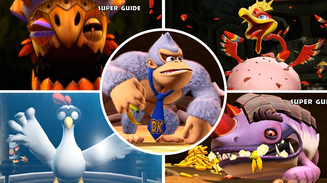 Donkey Kong Country Returns HD - All Bosses with Super Kong