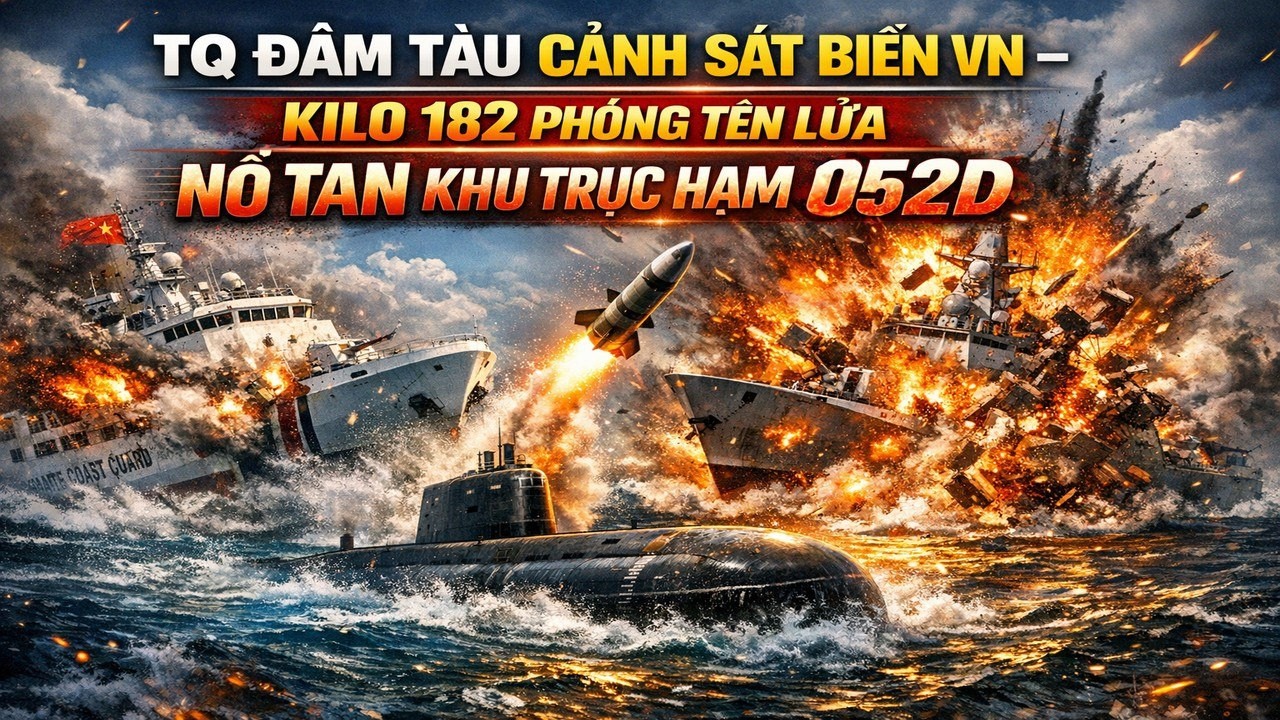 TQ Đâm Tàu Cảnh Sát Biển VN - Kilo 182 Phóng Tên Lửa NỔ TAN Khu Trục Hạm 052D