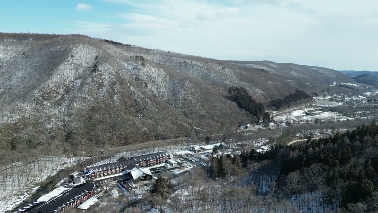 航拍一小段在日本奧入瀨溪十和田湖冬末景色（2026.3.9）