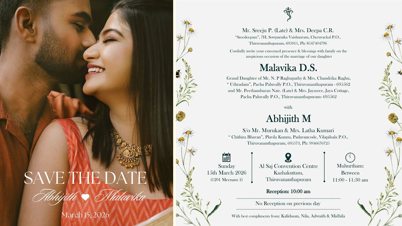 Abhijith & Malavika || Wedding || On 15th March 2026