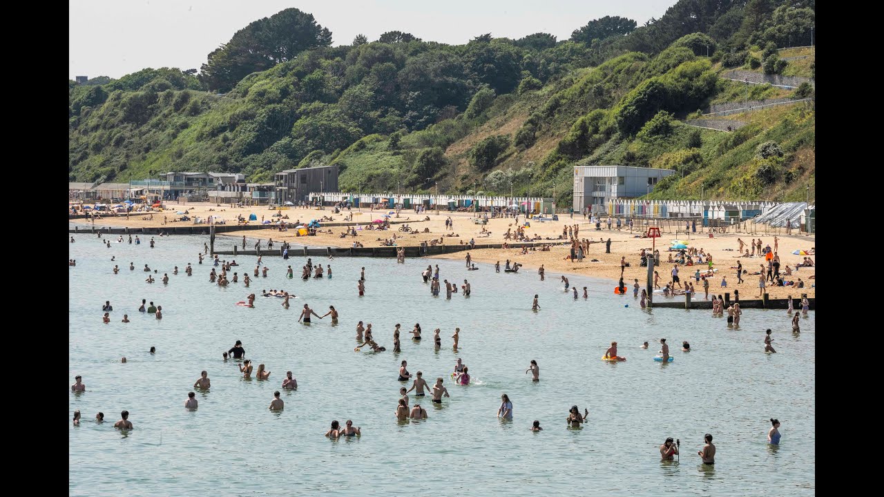 Heatwave at Bournemouth beach in Dorset