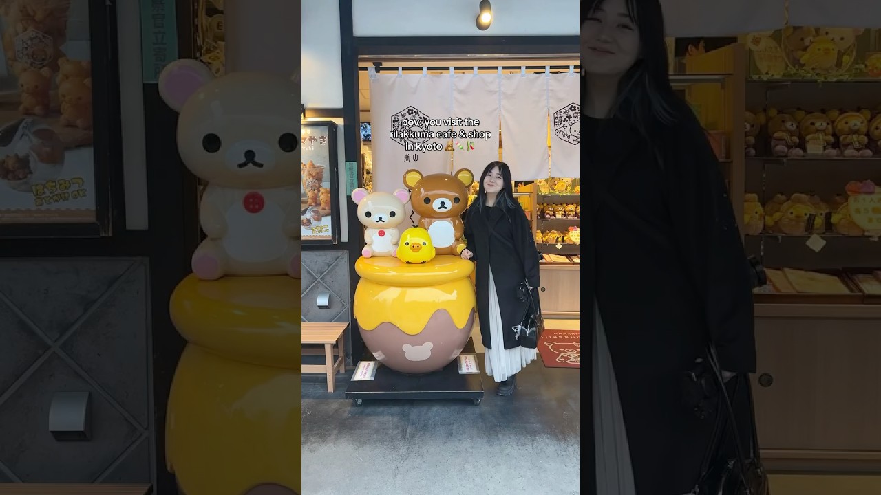 rilakkuma cafe & shop 🧸 located in arashiyama kyoto, both the cafe and shop were so so cute!!