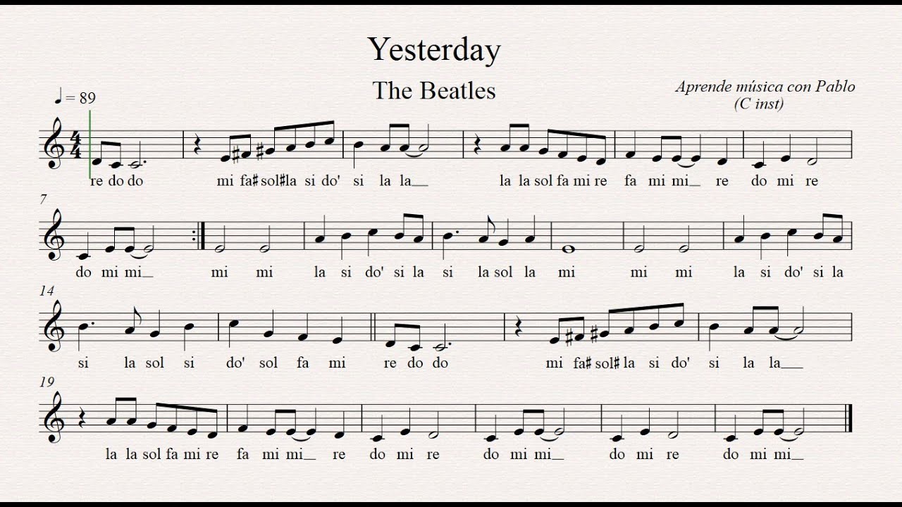 YESTERDAY: (flauta, violín, oboe...) (partitura con playback)