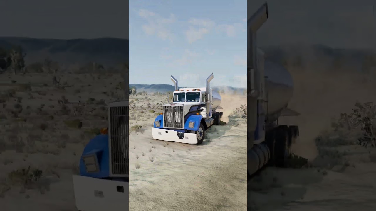 Epic truck crashes on a desert road 