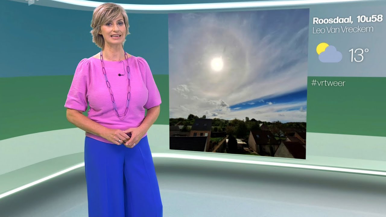 Weervrouw Sabine Hagedoren met het Vlaamse weerbericht van zaterdag 4 mei 2024 op VRT 1