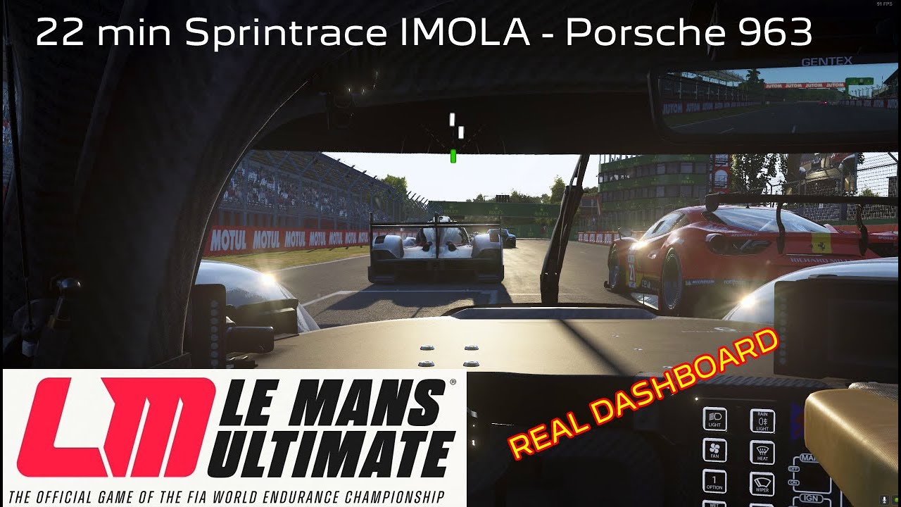 LMU Le Mans Ultimate quickrace. AI-Race-Action - Porsche 963 Real Dashboard IMOLA