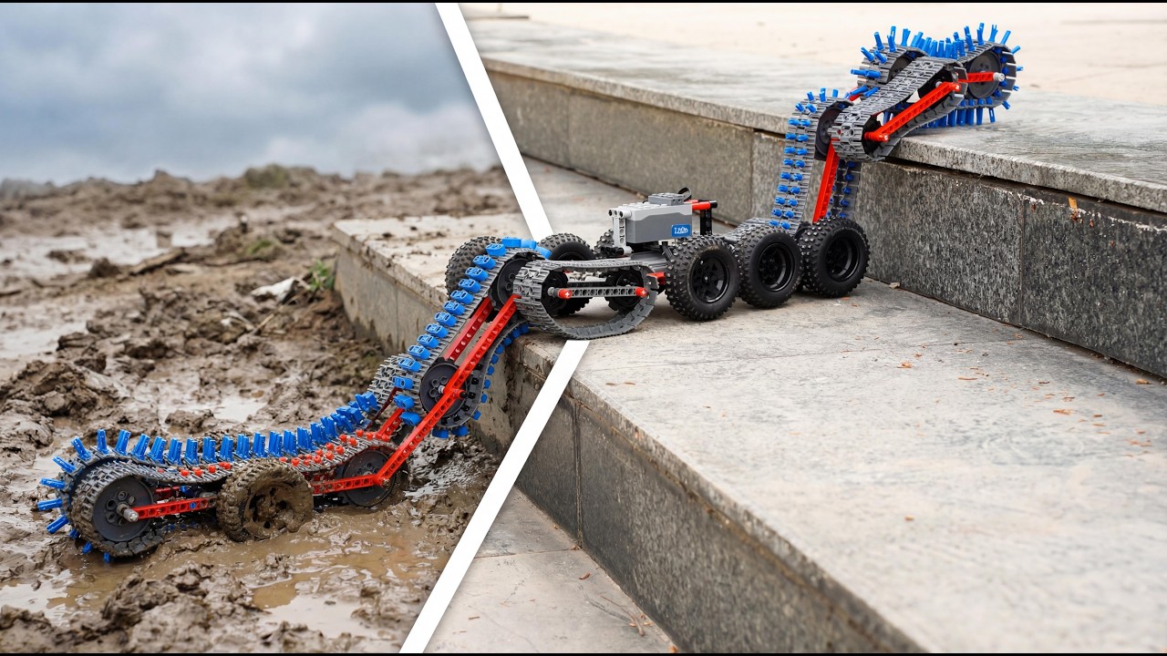 Testing 200IQ LEGO Technic Snake Can Climb Stairs...JK Lego Technic