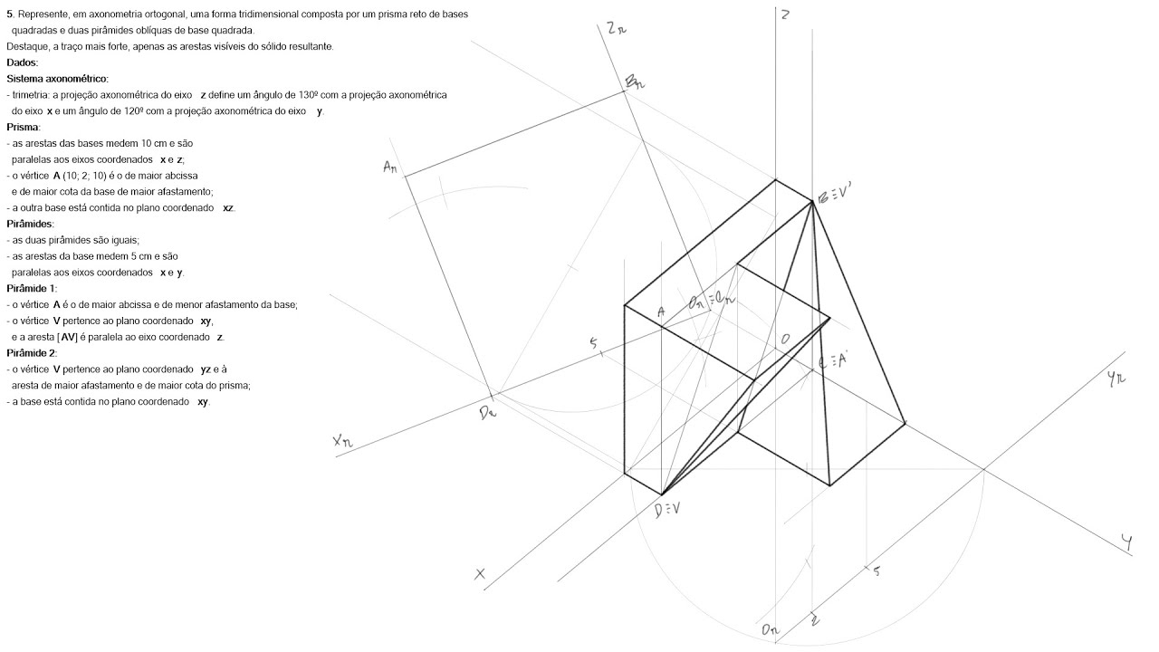 Resolução do Exame de Geometria Descritiva A 2024 [1.ª fase] - Exercício 5