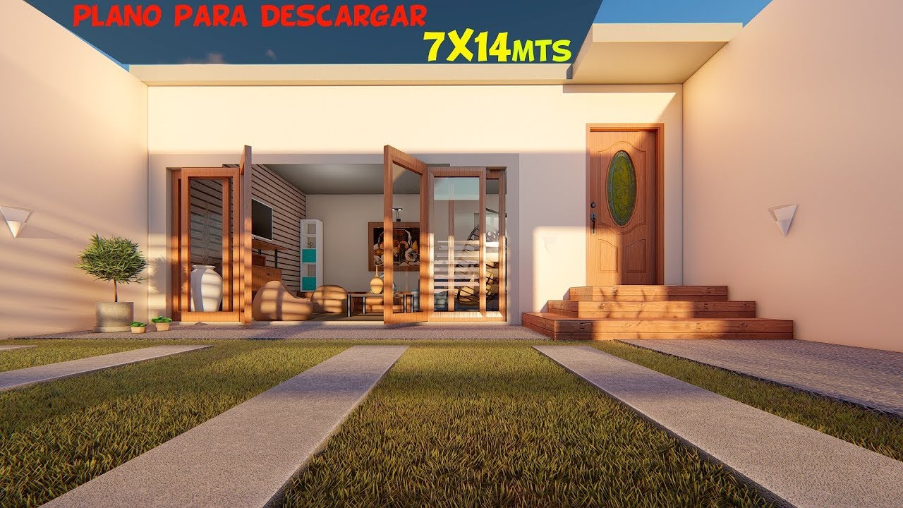 🏡 PLANO DE CASA ECONOMICA 7X14 Metros