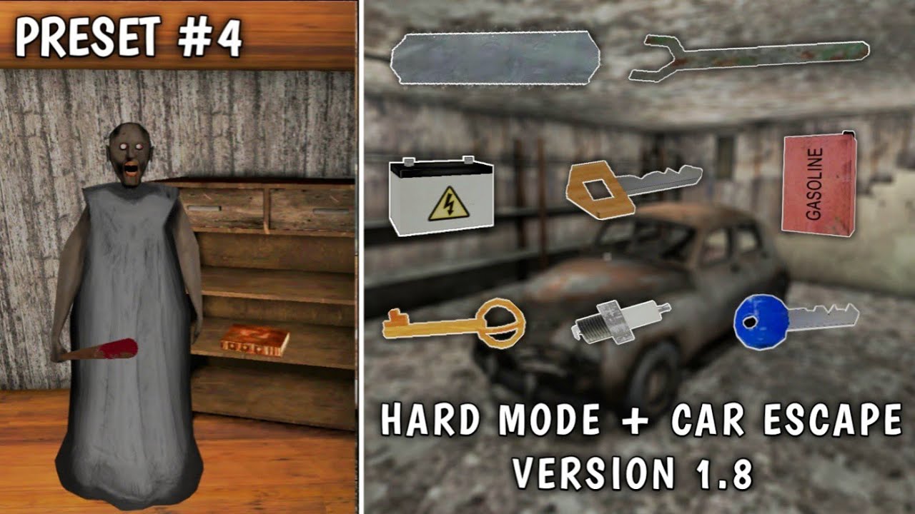 Preset 4 Granny v1.8 - Hard Mode + Car Escape Full Gameplay