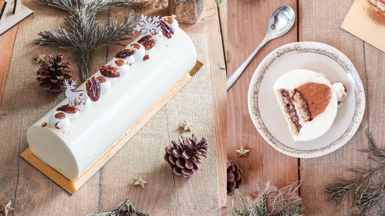 Recette bûche Caramel Pécan Vanille