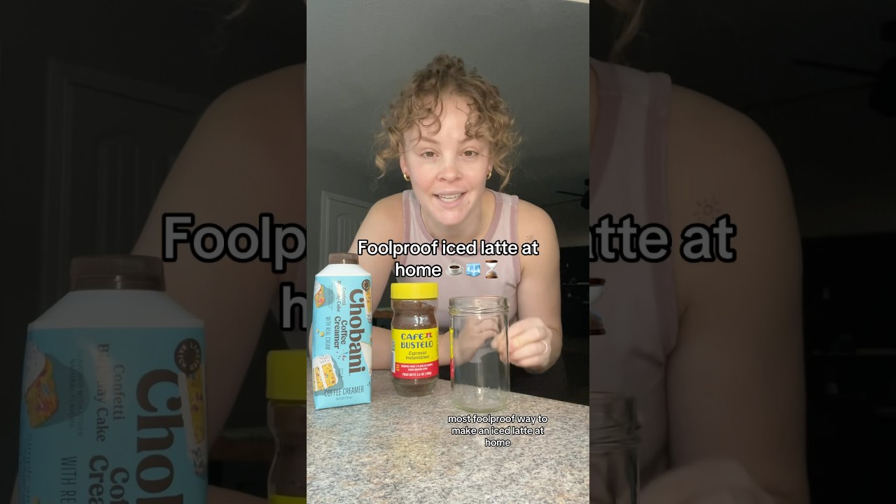 easiest way to make an iced latte at home (no equipment needed) #cafebustelo #instantespresso