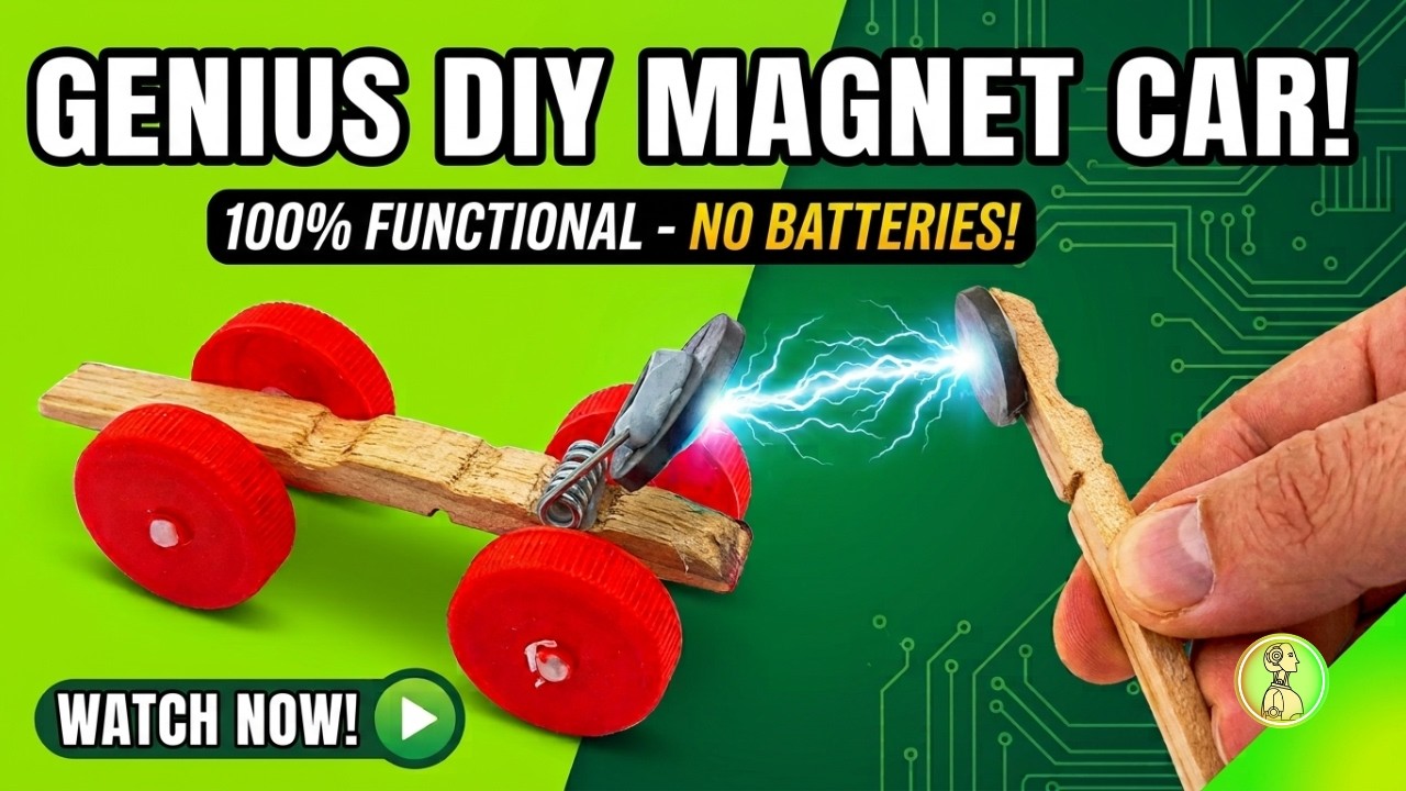 🧲 How to make a toy car pushed by a magnet - DIY magnet powered car - School project Magnetic toy