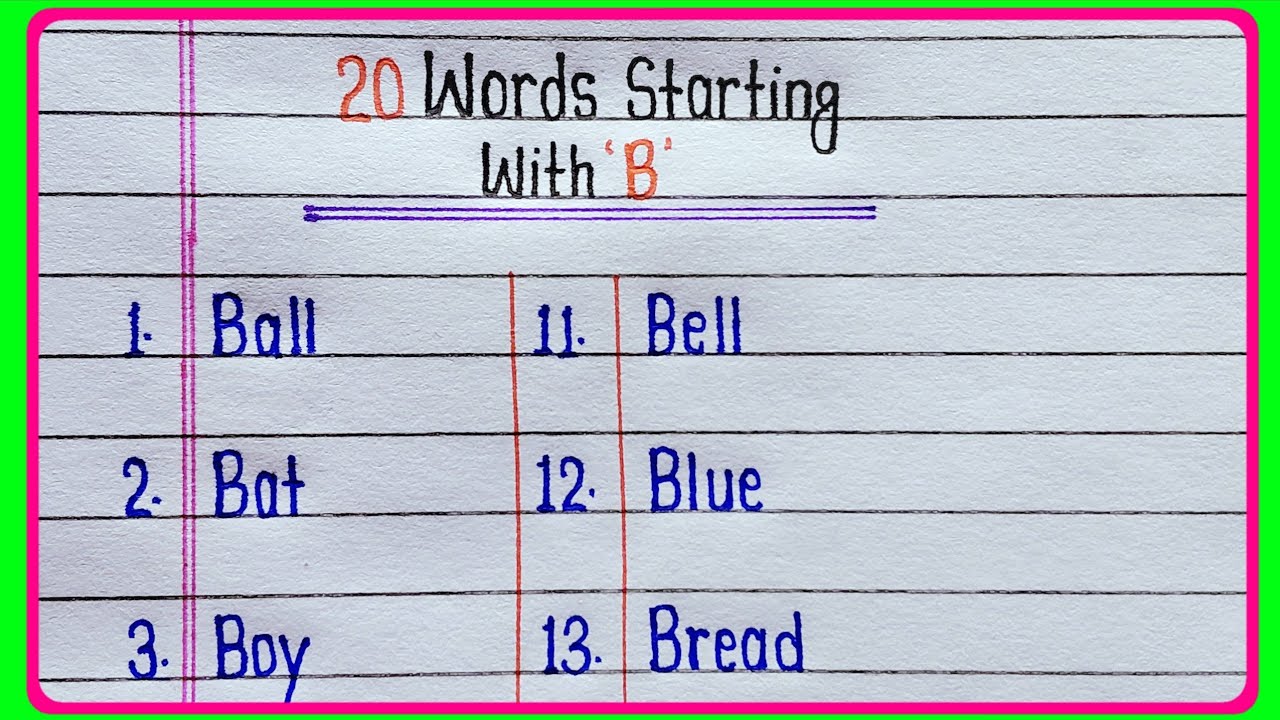 20 Words Starting with 