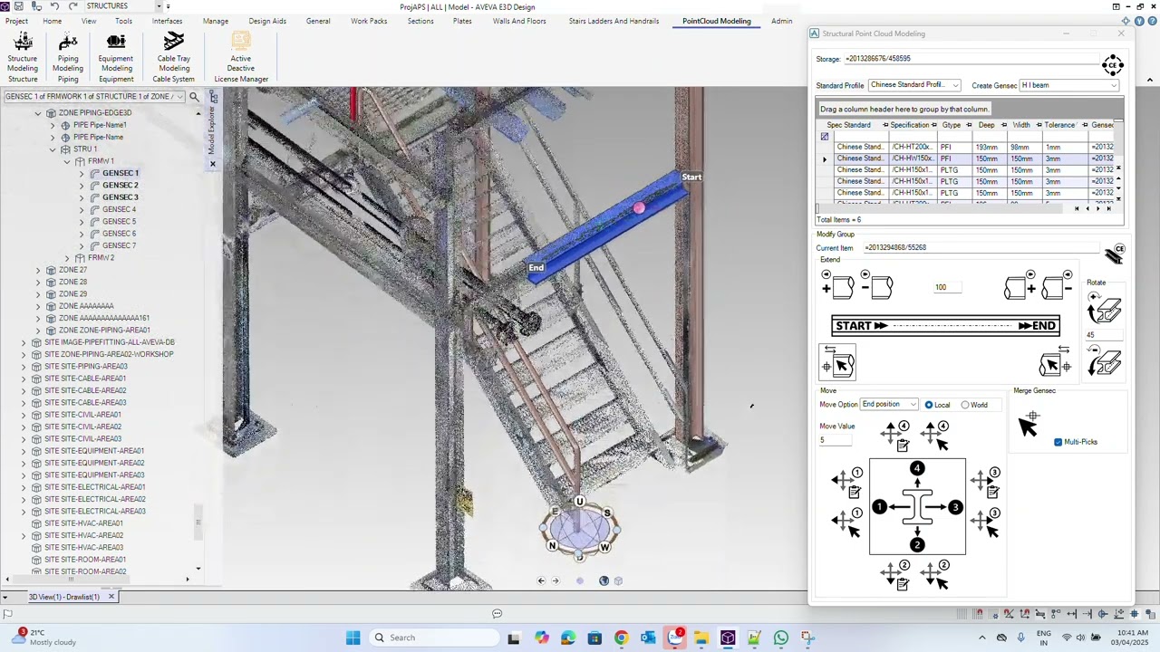 Modeling Steel Structures in AVEVA E3D for Point Cloud