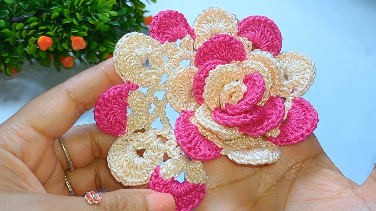 Como Tejer ROSA a Crochet Paso a Paso Fácil