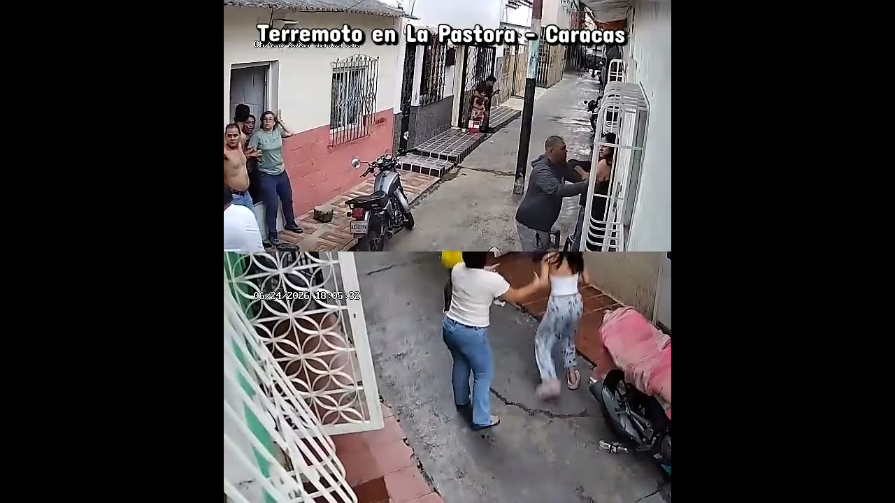 CCTV footage of M7.5 earthquake from a street in Caracas, Venezuela
