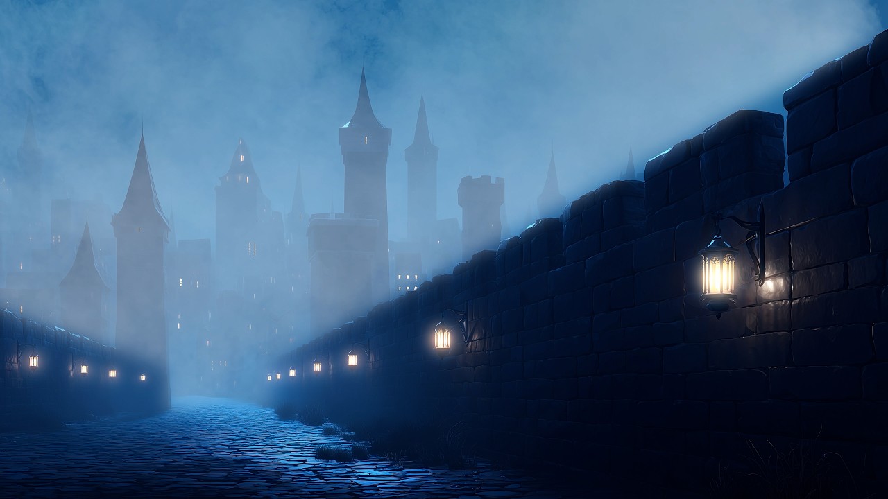 Medieval Castle Walls at Night 🌙 | Dark Fantasy Ambient for Sleep