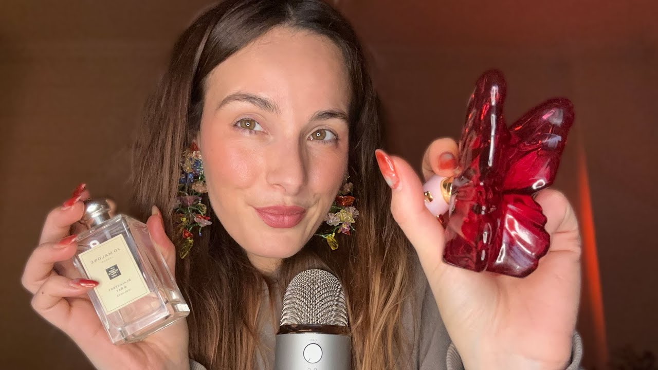 asmr showing you my perfumes | close up whispers & fast tapping 🦋