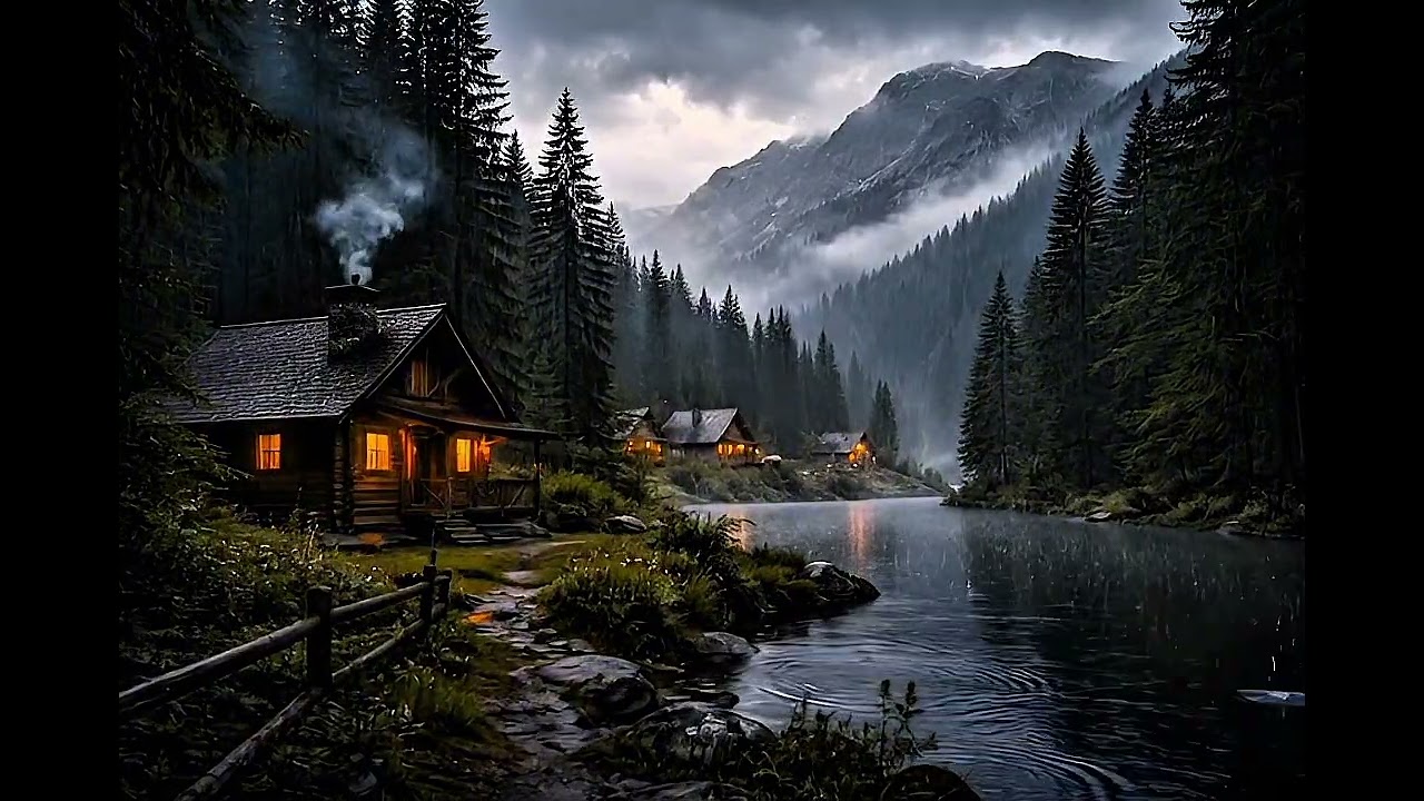 “Rainy Night in a Cozy Forest Cabin – Relaxing Nature Sounds”