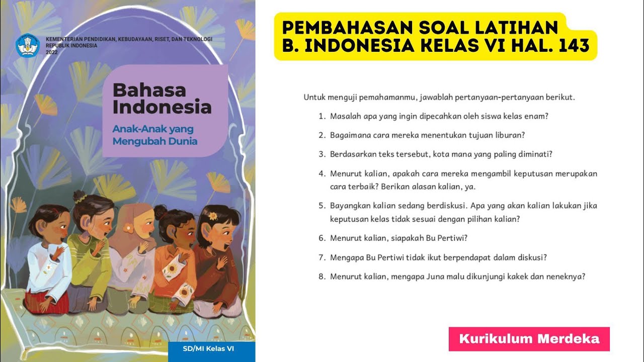 Pembahasan Soal Latihan Bahasa Indonesia Kelas VI halaman 143
