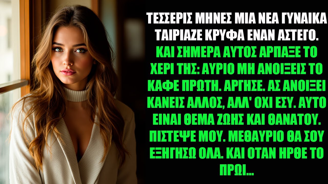 ΤΕΣΣΕΡΙΣ ΜΗΝΕΣ ΜΙΑ ΝΕΑ ΓΥΝΑΙΚΑ ΤΑΙΡΙΑΖΕ ΚΡΥΦΑ ΕΝΑΝ ΑΣΤΕΓΟ. ΚΑΙ ΣΗΜΕΡΑ ΑΥΤΟΣ ΑΡΠΑΞΕ ΤΟ ΧΕΡΙ ΤΗΣ...
