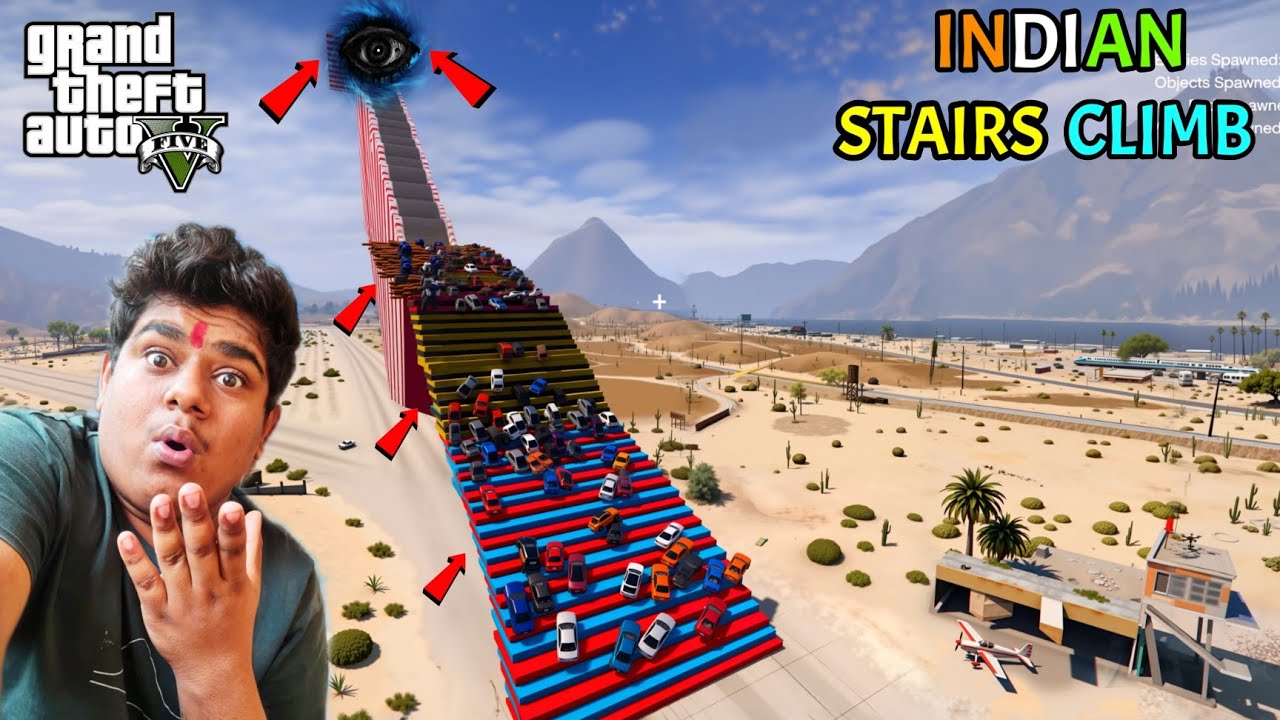 GTA 5 Indian Cars Vs IMPOSSIBLE Stairs Climb & Stone climb Challenge