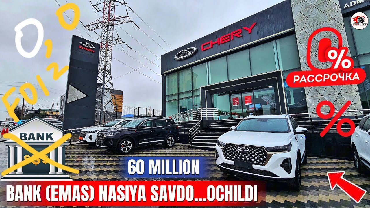 12 MART XUSH XABAR CHERY AVTO SALONDA 5 YILGACHA NASIYA SAVDO OCHILDI..AVTO OLAM 