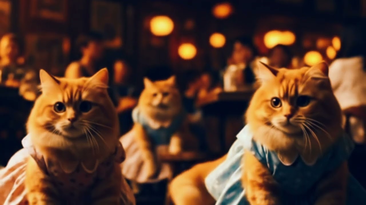 Cats dancing in a pub