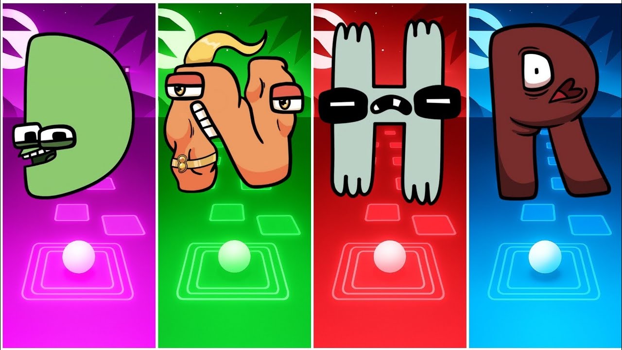 ALPHABET LORE D 🟣 🆚 N 🟢 🆚 H 🔴 🆚 R 🔵 – TILES HOP 🔥🎶