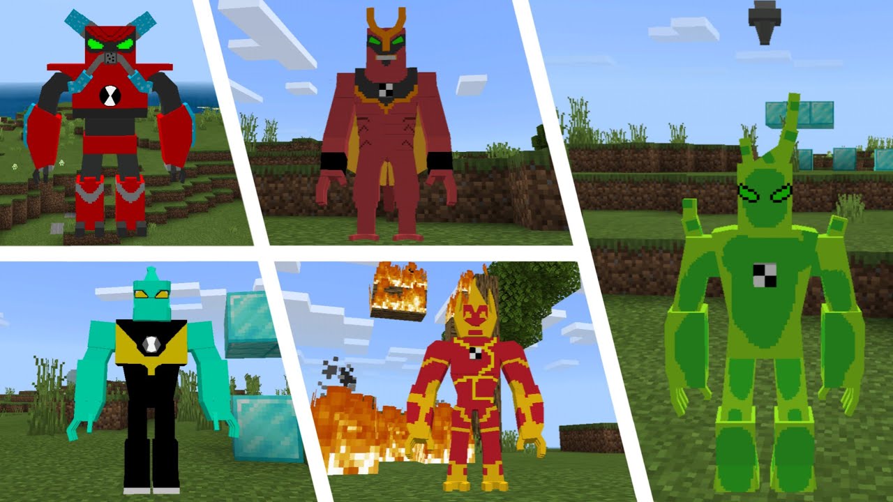 MINECRAFT ADDON BEN 10 REBOOT & ALIEN OMNITRIX AND ENEMIES | MINECRAFT Pocket Edition  MCPE #ben10