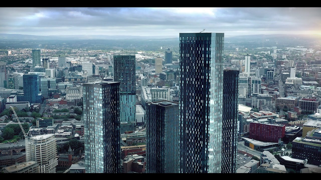 SKYLINE 4K Manchester Drone Footage Cinematic Skyscrapers Under Constuction