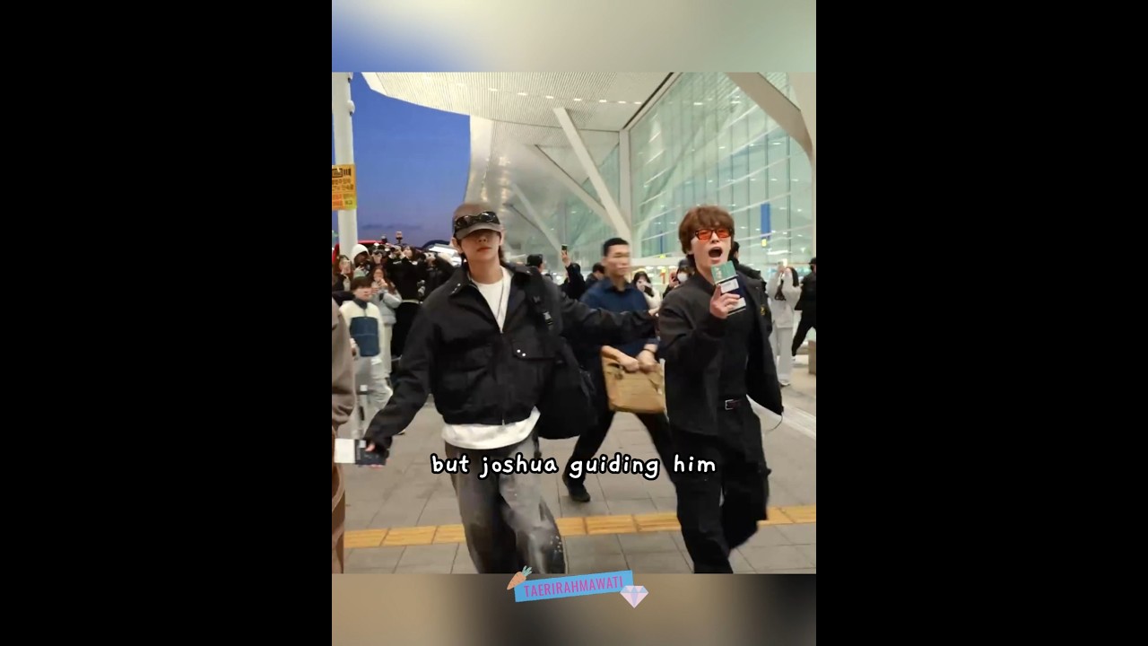 dino almost went to the wrong gate and joshua guiding him 😭😆 #seventeen #dino #joshua