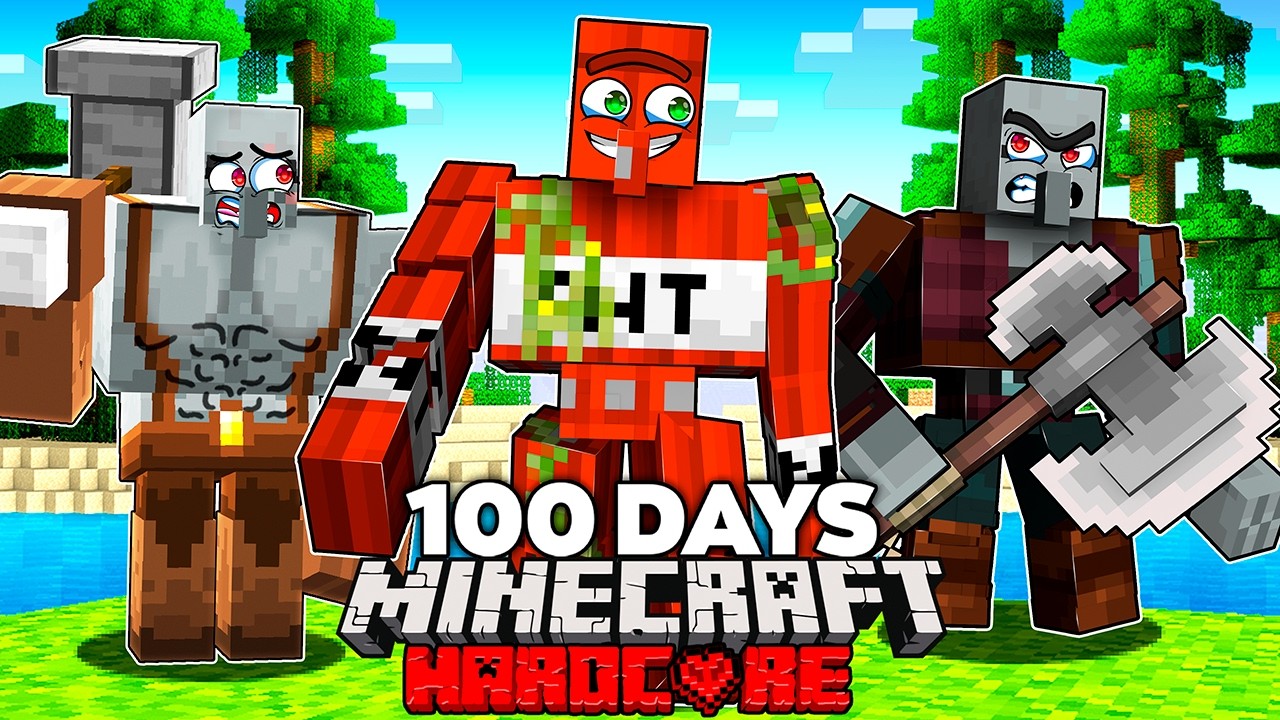 I Survived 100 Days as a TNT GOLEM in Hardcore Minecraft